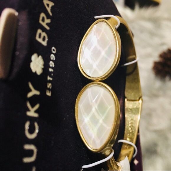 Lucky Brand Golden Cuff White Stone - Picture 6 of 8